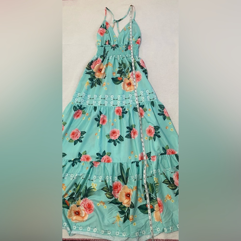 Elegant Floral Maxi Dress in Teal - Picture 11 of 11
